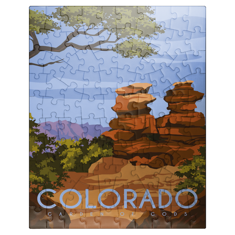 puzzleplate Garden of Gods Colorado USA Art Deco style vintage poster illustration 100 Jigsaw Puzzle