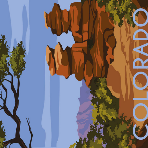 Garden of Gods Colorado USA Art Deco style vintage poster illustration 100 Jigsaw Puzzle 3D Modell
