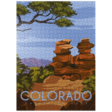 puzzleplate Garden of Gods Colorado USA Art Deco style vintage poster illustration 500 Jigsaw Puzzle