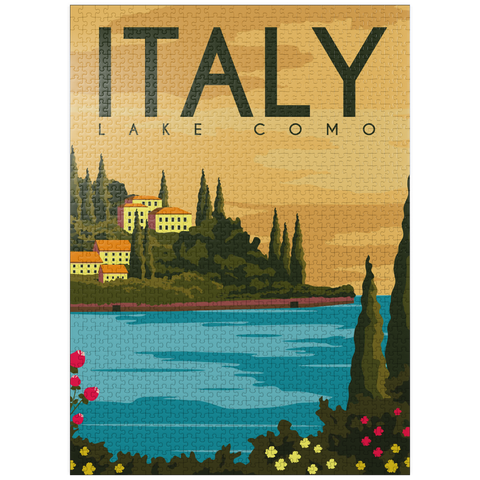 puzzleplate Lake Como Italy, Art Deco style vintage poster, illustration 1000 Jigsaw Puzzle