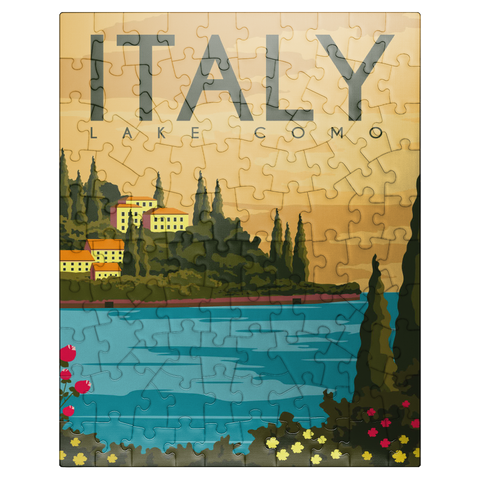 puzzleplate Lake Como Italy Art Deco style vintage poster illustration 100 Jigsaw Puzzle
