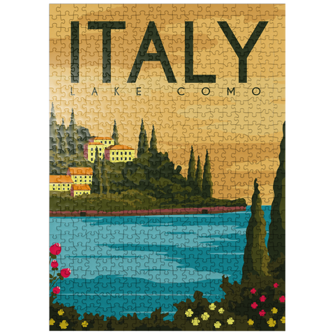 puzzleplate Lake Como Italy Art Deco style vintage poster illustration 500 Jigsaw Puzzle