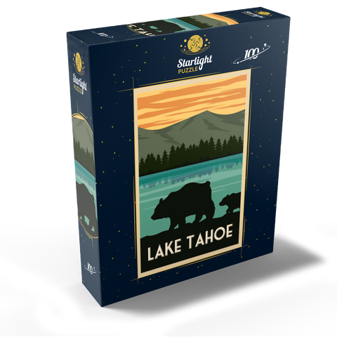 Lake Tahoe National Park art deco style vintage poster illustration 100 Jigsaw Puzzle box view1