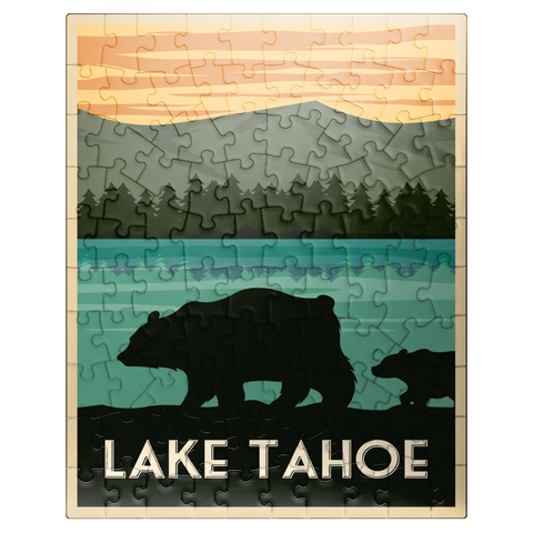 puzzleplate Lake Tahoe National Park art deco style vintage poster illustration 100 Jigsaw Puzzle
