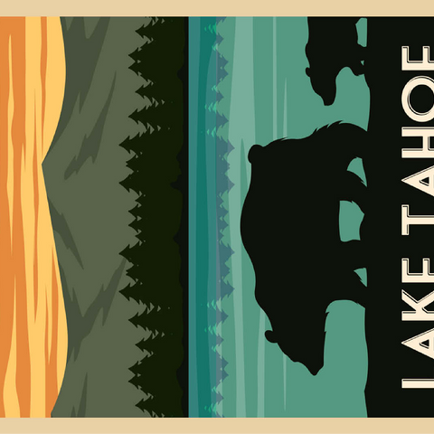Lake Tahoe National Park art deco style vintage poster illustration 100 Jigsaw Puzzle 3D Modell