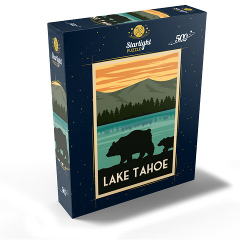 Lake Tahoe National Park art deco style vintage poster illustration 500 Jigsaw Puzzle box view1