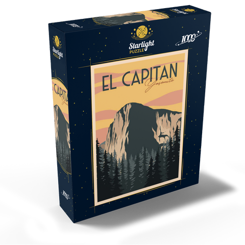 El Capitan in Yosemite National Park USA Art Deco style vintage poster illustration 1000 Jigsaw Puzzle box view2