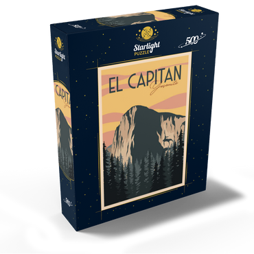 El Capitan in Yosemite National Park USA Art Deco style vintage poster illustration 500 Jigsaw Puzzle box view2
