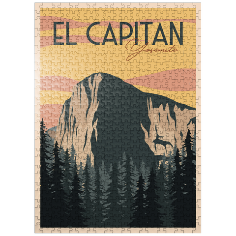 puzzleplate El Capitan in Yosemite National Park USA Art Deco style vintage poster illustration 500 Jigsaw Puzzle