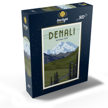 Denali National Park Alaska art deco style vintage poster illustration 500 Jigsaw Puzzle box view1