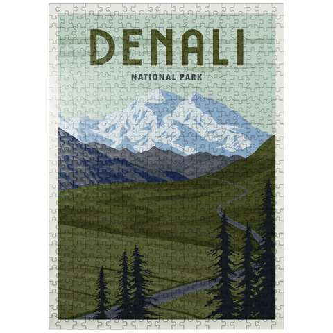 puzzleplate Denali National Park Alaska art deco style vintage poster illustration 500 Jigsaw Puzzle