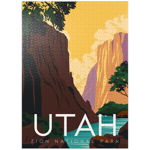 puzzleplate Zion National Park Utah, USA, Art Deco style vintage poster, illustration 1000 Jigsaw Puzzle