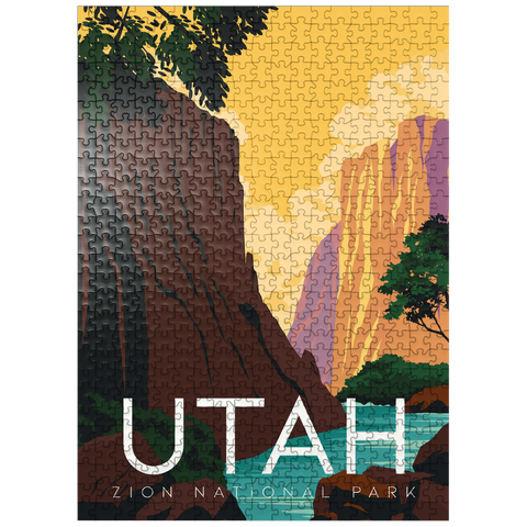 puzzleplate Zion National Park Utah USA Art Deco style vintage poster illustration 500 Jigsaw Puzzle