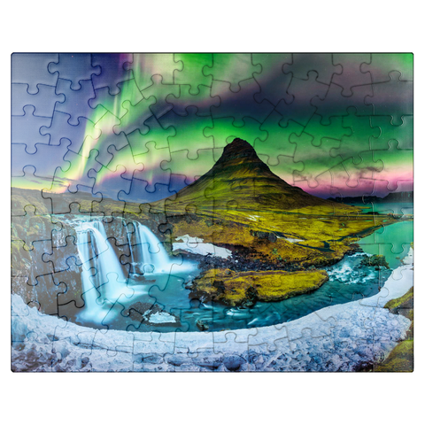 puzzleplate Northern lights Aurora borealis at Kirkjufell in Iceland 100 Jigsaw Puzzle
