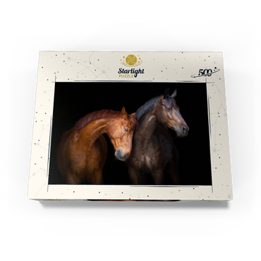 Two horses close up isolated on black background 500 Jigsaw Puzzle box view1