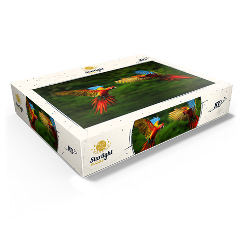 Parrots in forest parrot flying in dark green vegetation 100 Jigsaw Puzzle box view1
