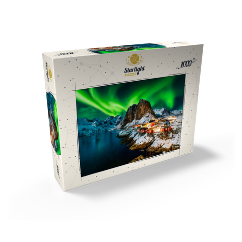 Aurora borealis over Hamnoy in Norway 1000 Jigsaw Puzzle box view1