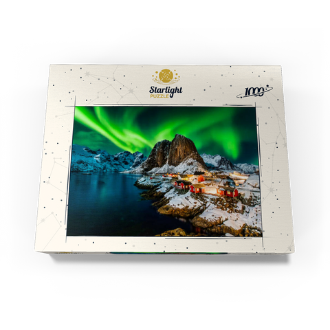 Aurora borealis over Hamnoy in Norway 1000 Jigsaw Puzzle box view1