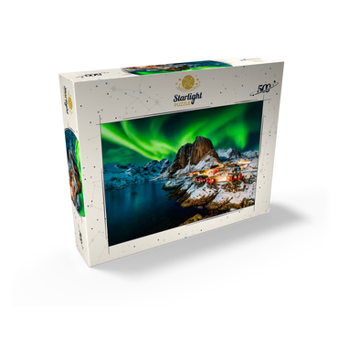 Aurora borealis over Hamnoy in Norway 500 Jigsaw Puzzle box view1