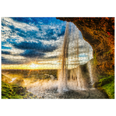 puzzleplate Seljalandfoss waterfall at sunset Iceland 500 Jigsaw Puzzle