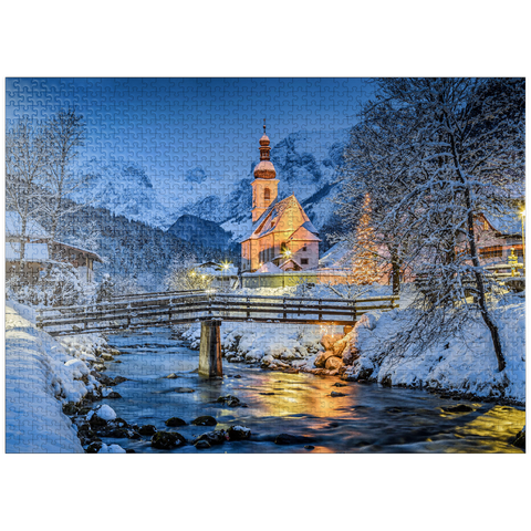 puzzleplate Berchtesgaden winter landscape, pilgrimage church of Saint Sebastian 1000 Jigsaw Puzzle