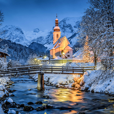 Berchtesgaden winter landscape, pilgrimage church of Saint Sebastian 1000 Jigsaw Puzzle 3D Modell