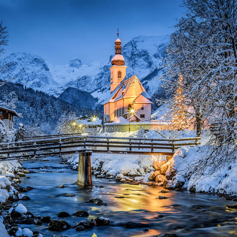 Berchtesgaden winter landscape pilgrimage church of Saint Sebastian 100 Jigsaw Puzzle 3D Modell
