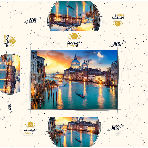 Grand Canal with gondola at sunset Venice Italy 500 Jigsaw Puzzle box 3D Modell
