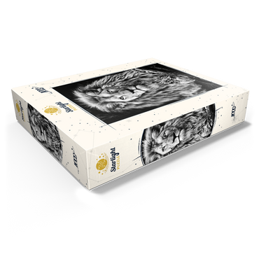 Black and white image of majestic lion 1000 Jigsaw Puzzle box view1