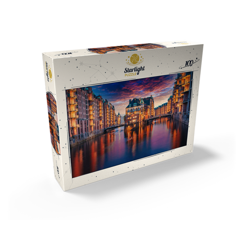 Speicherstadt Hamburg at dusk 100 Jigsaw Puzzle box view1