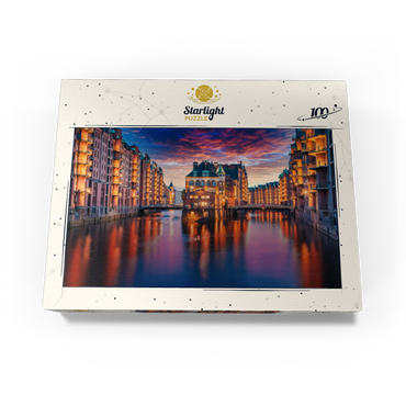 Speicherstadt Hamburg at dusk 100 Jigsaw Puzzle box view1