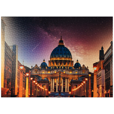 puzzleplate Vatican City. Illuminated St. Peter's Basilica in Vatican City by Night 1000 Jigsaw Puzzle