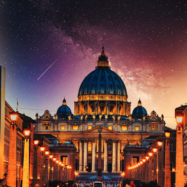 Vatican City. Illuminated St. Peter's Basilica in Vatican City by Night 1000 Jigsaw Puzzle 3D Modell