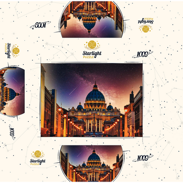 Vatican City. Illuminated St. Peter's Basilica in Vatican City by Night 1000 Jigsaw Puzzle box 3D Modell