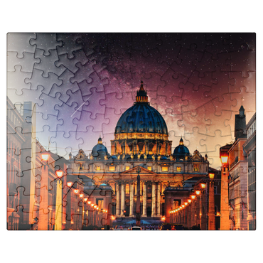 puzzleplate Vatican City. Illuminated St. Peters Basilica in Vatican City by Night 100 Jigsaw Puzzle