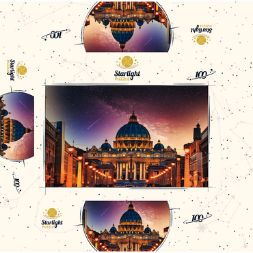 Vatican City. Illuminated St. Peters Basilica in Vatican City by Night 100 Jigsaw Puzzle box 3D Modell