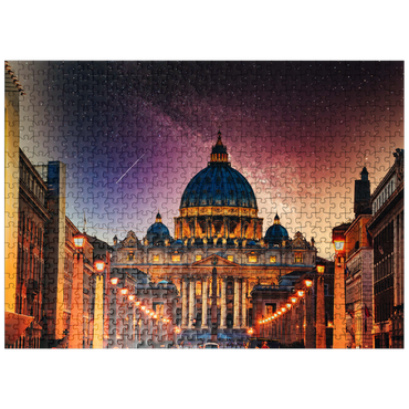 puzzleplate Vatican City. Illuminated St. Peters Basilica in Vatican City by Night 500 Jigsaw Puzzle