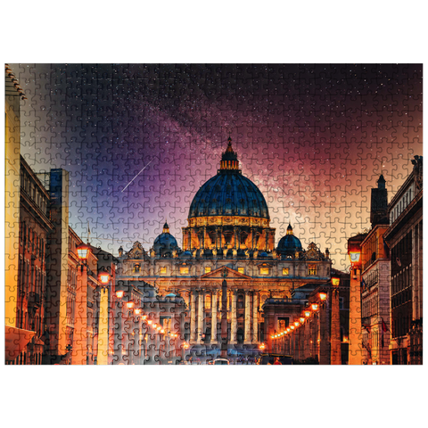 puzzleplate Vatican City. Illuminated St. Peters Basilica in Vatican City by Night 500 Jigsaw Puzzle