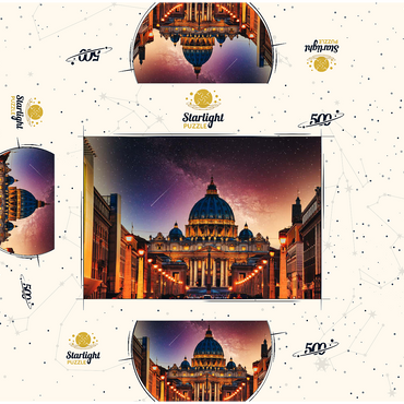 Vatican City. Illuminated St. Peters Basilica in Vatican City by Night 500 Jigsaw Puzzle box 3D Modell