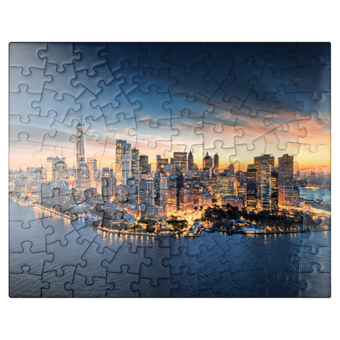 puzzleplate New York City panoramic skyline at sunrise. 100 Jigsaw Puzzle