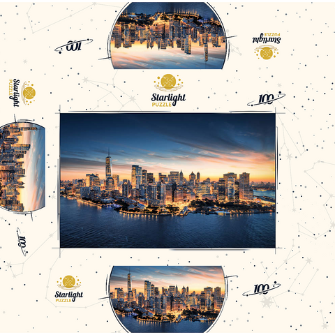 New York City panoramic skyline at sunrise. 100 Jigsaw Puzzle box 3D Modell