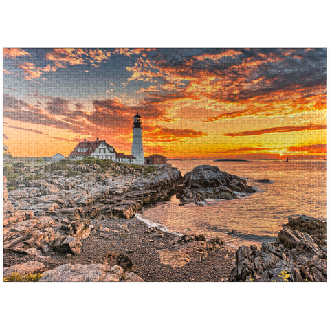 puzzleplate Portland Lighthouse at Sunrise in New England, Maine, USA 1000 Jigsaw Puzzle