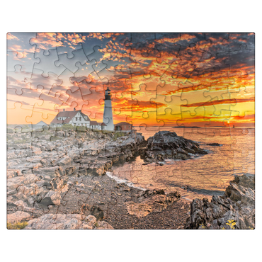 puzzleplate Portland Lighthouse at Sunrise in New England Maine USA 100 Jigsaw Puzzle