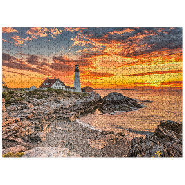 puzzleplate Portland Lighthouse at Sunrise in New England Maine USA 500 Jigsaw Puzzle