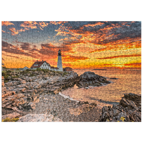 puzzleplate Portland Lighthouse at Sunrise in New England Maine USA 500 Jigsaw Puzzle