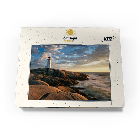 Sunset at Peggys Cove Lighthouse, Nova Scotia, Canada 1000 Jigsaw Puzzle box view1