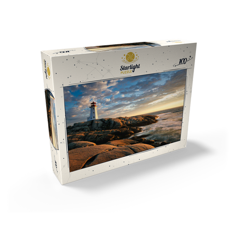 Sunset at Peggys Cove Lighthouse Nova Scotia Canada 100 Jigsaw Puzzle box view1