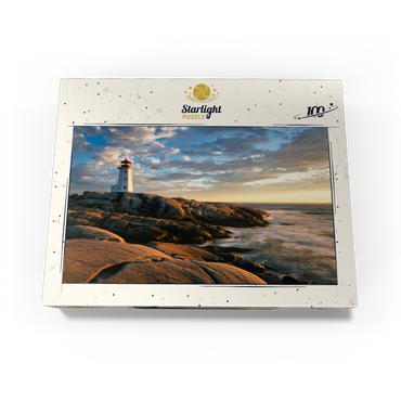 Sunset at Peggys Cove Lighthouse Nova Scotia Canada 100 Jigsaw Puzzle box view1