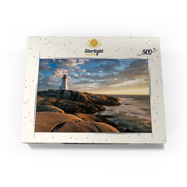 Sunset at Peggys Cove Lighthouse Nova Scotia Canada 500 Jigsaw Puzzle box view1