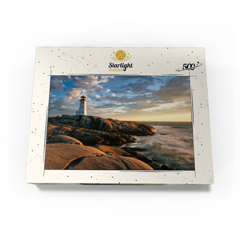 Sunset at Peggys Cove Lighthouse Nova Scotia Canada 500 Jigsaw Puzzle box view1